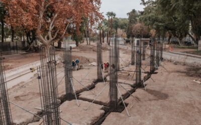 El nuevo puente del lago del Parque de Mayo empieza a tomar forma